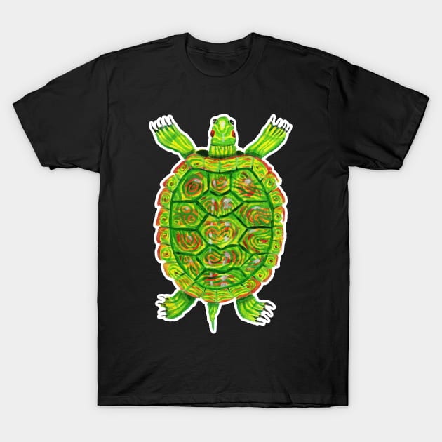 Psychedelic box turtle in acrylic T-Shirt by narwhalwall